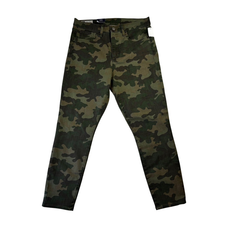 NWT Gap True Skinny Ankle High Rise Camo Jeans Womens 31 12R Green Camouflage